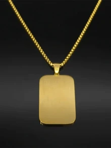Islam Arabic Letter Medal Dog Tag Pendant Necklace For Women Men Stainless Steel Gold Color God Chain Jewelry - Necklace - View 6