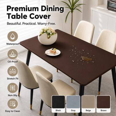1 cái khăn trải bàn PVC co giãn màu xám, có thể lau chùi và làm sạch, bo mép, phù hợp cho nhà bếp, dã ngoại, cắm trại, bảo vệ mặt bàn trong nhà