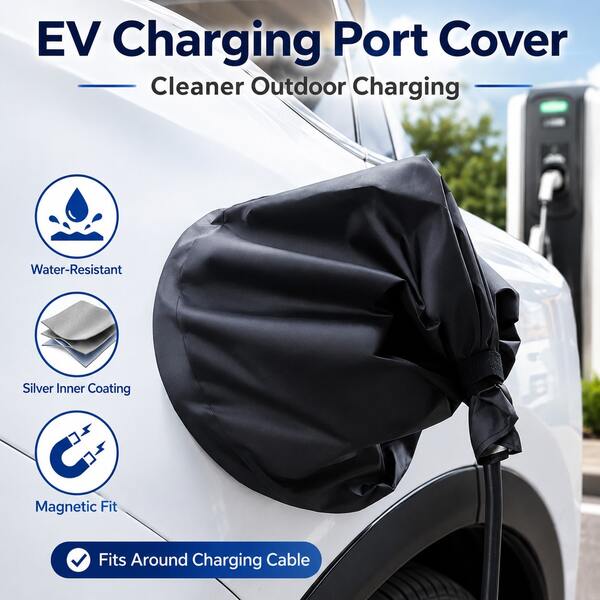 電動車充電槍防水罩，由 PVC、牛津布等材質製成。採用磁條 PVC 材質，簡單方便。其他產品使用防雨牛津布，可阻擋 99% 的雨水滲透