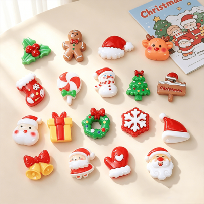 10/30/50pcs Mini Christmas Creative Cartoon Handmade DIY Cream Glue Resin Small Accessories Shoe Charms - Random Mix