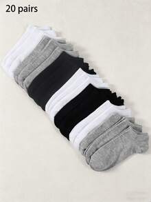 20 Pairs Women's Multi-Color Ankle Socks, Summer Thin Casual Fashion Low-Cut Short Socks - Multicolor - View 1