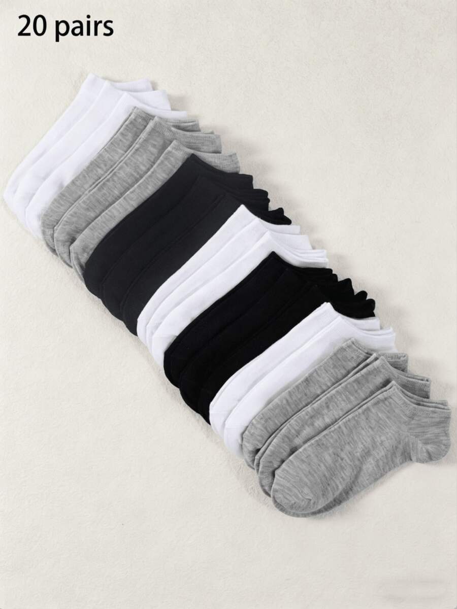 20 Pairs Women's Multi-Color Ankle Socks, Summer Thin Casual Fashion Low-Cut Short Socks - Multicolor - View 1
