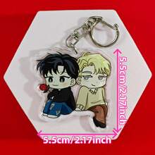 Roses And Champagne Korean Manhwa Acrylic Keychain Series Cute Cartoon Keyring Bag Suitcase Accessory Phone Pendant Car Ornament. - Multicolor - View 10