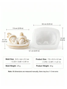 1 pieza Molde de vela de silicona 3D con bebé durmiente, molde de escultura de bebé recién nacido con gorro de punto y orejas de conejo, molde reutilizable para velas de aromaterapia DIY, jabón, resina epoxi, manualidades de yeso, regalo para baby shower, decoración del hogar y la guardería - Molde de silicona para bebé durmiendo - Ver 11
