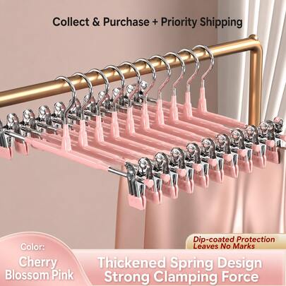 Local Delivery-10cs Pants Hangers With Clips Adjustable Skirt Hangers For Women Non-Slip Trousers Hanger For Jeans Clothes Hangers For Pants