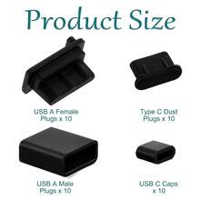柔軟矽膠 USB 防塵塞保護蓋，相容 USB A 公頭、USB A 母頭與 USB Type C 充電孔，阻擋灰塵與碎屑以保護裝置充電孔 - 彩色 - 查看 4
