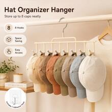 2pcs Set 8-Hook Closet Storage Rack, Space-Saving Clothes And Hat Organizer, With Adhesive Wall Hooks, Multi-Purpose Closet Storage, Can Store Hats, Bras, Scarves, Belts And Accessories. - View 3