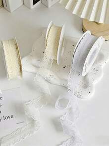 White Lace Trim, Suitable For Bouquet Wrapping, Cake Decoration, Handmade DIY Gift Bows, Birthday Gift Packaging, Party And Wedding Gift Decoration - A - View 3
