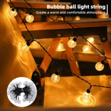 Solar Powered Bubble String Lights 43.69ft/25.65ft/18.4ft, 8 Flashing Modes And 100/50/20 LED Bubble Balls, Modern Style, Plastic Material, Switch Control, For Garden, Christmas, Wedding, Birthday, Holiday Theme Decoration - Solar Bubble Ball - View 3