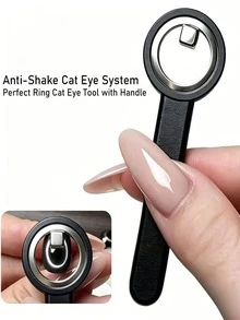 Halo Cat Eye Nail Magnet Ring Magnetic Tool With Handle For Cat Eye Gel Polish DIY Nail Art Manicure Tools,Pink Black Purple Color Handle Circle Cat's Eye Magnetic Tools - Multicolor - View 3