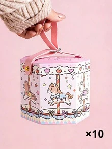 10pcs Creative Carousel Theme Wedding Favor Gift Boxes, Suitable For Newlyweds, New Parents And Party Planners; Perfect For Packaging Wedding Favors, Full Moon Celebration, First Birthday And Other Birthday Gifts - Multicolor - View 10