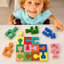 Montessori Wooden Shape Matching Puzzle, Color Sorting & Spatial Thinking Block Game, Educational Learning Toy For Kids - Multicolor - View 2