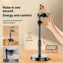 360°可旋轉可調高桌面手機支架，通用懶人手機架，適用於直播、影片錄製、自拍、線上課程，相容所有智慧型手機與小型平板電腦，穩定防滑底座，手機配件禮物 - 多款式 - 查看 3