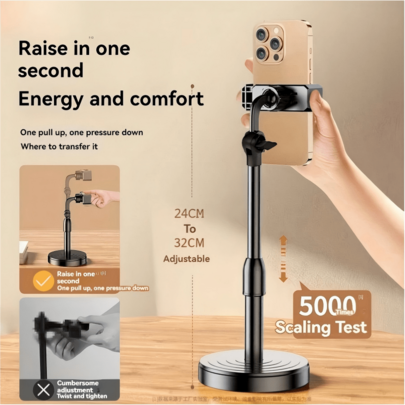 360° drehbarer höhenverstellbarer Desktop-Handyständer, universeller Handyhalter, geeignet für Live-Streaming, Videoaufnahmen, Selfies, Online-Kurse, kompatibel mit allen Smartphones und kleinen Tablets, stabiler rutschfester Sockel, Handy-Zubehör Geschenk