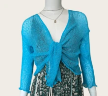 Magic Jacket Plain Casual Wool-Like Knit Curly Tea Party Country Music Concert Airport Outfits Vacation Travel Daily SPRING SUMMER - 藍色 - 查看 4
