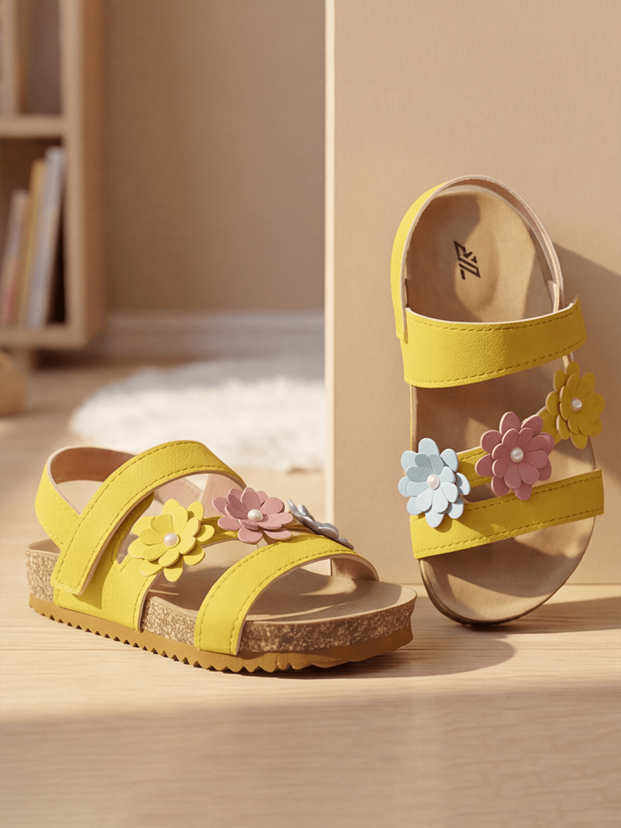 2026 Girls' Floral Sandals, Macaron Color 3D Layered Flower Decor Girls' Shoes, Suitable For Daily Wear And Various Occasions