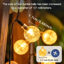 Solar Powered Bubble String Lights 43.69ft/25.65ft/18.4ft, 8 Flashing Modes And 100/50/20 LED Bubble Balls, Modern Style, Plastic Material, Switch Control, For Garden, Christmas, Wedding, Birthday, Holiday Theme Decoration - Solar Bubble Ball - View 4