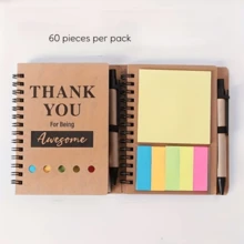 1 Set Spiral Bound Inspiration Notebook, Thank You Gift, Employee Appreciation Gift, With Sticky Notes And Motivational Pen - A - View 2
