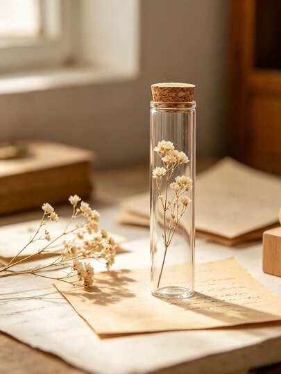 12pcs Glass Test Tubes] 12pcs/Set Transparent Glass Test Tubes With Cork Stoppers | Empty Glass Bottles, Suitable For Handmade DIY, Wedding Gift Making | Capacity: 15ml/20ml/25ml/30ml/40ml/50ml/55ml/60ml, Bottle Diameter 3cm