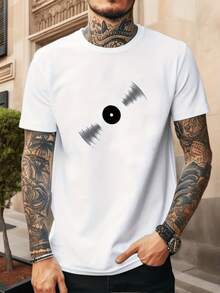 Vinilo con ondas sonoras que simbolizan la conexión entre la música y el alma refleja pasión y ritmo moderno camiseta de hombre - Blanco - Ver 1