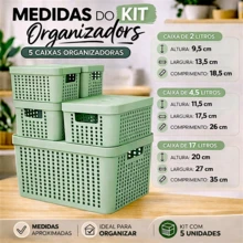 RVS E-COMMERCE Set Of 5 Organizer Boxes With Lid Large Basket In Resistant Plastic 2 L 4.5 L 17 L - Rosa - View 5