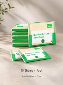 8PCS Travel Essential Disposable Toilet Seat Covers, Waterproof Non-Slip Individually Wrapped Sanitary Toilet Mats, Disposable Protective Cushion For Business Trips, Airplane, Outdoor - Green - View 5