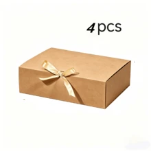 12pcs Kraft Paper Folding Flip Top Gift Boxes With Gold Ribbon, Birthday Wedding Party Favor Gift Packaging Boxes, Valentine's Day And Various Holiday Party Gift Boxes - Brown - View 15