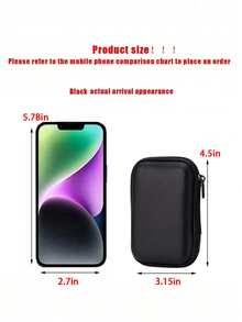 Black Leopard Print EVA Hard Shell 4.3 Inch Compact Storage Box - Travel Protective Storage Bag, Suitable For Electronic Accessories, Earphones, Hard Drives And Data Cables; Anti-Drop Zipper Pouch (Storage Box Only) - Multicolor - View 6