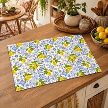 1pc, Home Decor, Lemon Plaid Pattern Printed Dish Drying Mat, Coffee Machine Absorbent Mat, Sink Drainage Mat, Cup Absorbent Mat, Kitchen Supplies, Bathroom Supplies, Kitchen Countertop Decor - Multicolor - View 2