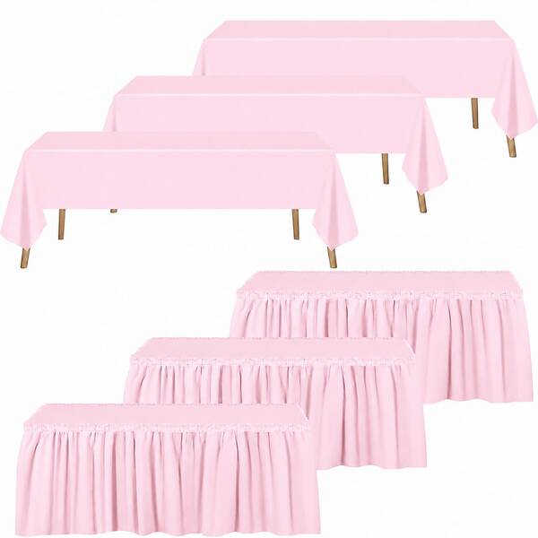 1 Set Rectangular Tablecloth Table Skirt PEVA Plastic Oil-Proof Waterproof Stain-Proof Wedding Party Decoration Set