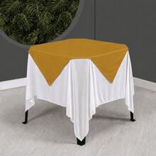 Set Of 20 White Tablecloths 1.5x1.5m + Colorful Table Runners - 芥末黃 - 查看 3