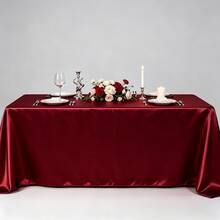 1pc Rectangular Satin Tablecloth 145*180cm/145*260cm Smooth Fabric Table Cover, Suitable For Wedding Party Dining Table, Wedding Reception, Banquet And Party (Multiple Colors Available) - 1PC - View 6