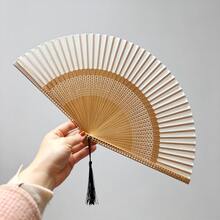 1/2支装可折叠手扇，中式/日式风格，带优雅流苏，适合户外旅行、舞蹈表演、旗袍穿着、摄影道具，中式礼品，理想的节日中国风礼物 - 彩色 - 查看 19