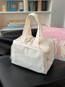 Doppelt breite Öffnung, große Kapazität, Plüsch-Make-up-Tasche, multifunktionale Damen-Reise-Tragetasche, tragbare Toilettenartikel-Aufbewahrungstasche, geeignet für Schule, Zuhause, Outdoor-Alltagsgebrauch und Sommerurlaub-Reise-Essentials - Verschiedenfarbig - Übersicht 13