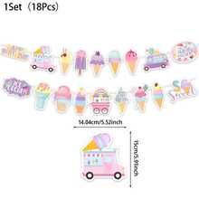 1Set (Including 18pcs) Party Banners - Ice Cream Themed Happy Birthday Banner - Cute Multicolor Ice Cream Cone Popsicle Ice Cream Truck Design Hanging Decor - View 7