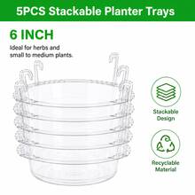 5pcs 6/8/10/12 Inch Hanging Planter Water Collector, Hanging Flower Pot Drip Tray With Hooks, Storage Rack, Transparent Plastic Hanging Watering Tray, Suitable For Indoor And Outdoor Hanging Plants And Flower Baskets, Ideal For Garden And Yard Organization, (Tray Only, Hanging Basket Not Included) - 5-piece Tray Set - View 8