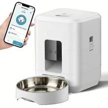 2.4G WiFi自动宠物喂食器，2升/67.64盎司智能宠物食品分配器，APP远程控制，USB充电，适用于定时喂食猫狗 - 2公升 - 查看 13