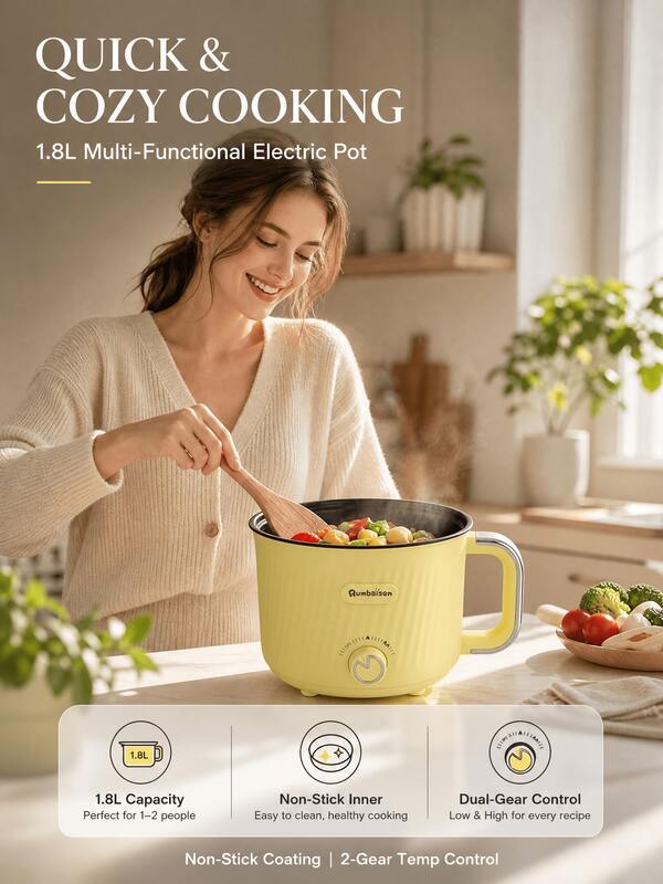 Hot Pot Noodle Electric Pot, Dual-Speed Insulated Electric Stir-Fry Pot, Non-Stick Pot, Multi-Function Pot, Can Fry, Stew, Deep Fry, Boil, Easy To Clean, Easy To Store And Carry