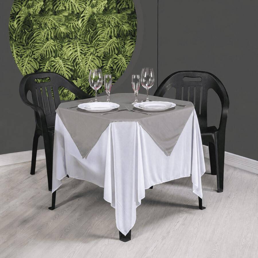 Set Of 20 White Tablecloths 1.5x1.5m + Colorful Table Runners - 灰色 - 查看 1