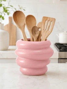 1pc Bubble Design Kitchen Utensil Holder, Glossy Countertop Storage Cup For Spoons, Forks, Chopsticks & Cooking Tools, Cute Kitchen Organizer Decor - Multicolor - View 2