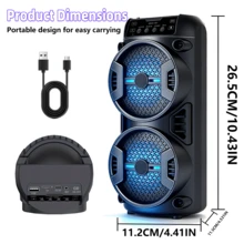 Portable Bluetooth Speaker, Outdoor Sound System, Dual-Speaker Tweeter, High-Fidelity Stereo Speaker, RGB Lighting Effects, Supports MIC/BT/USB/TF Card/Carry Handle Design/FM Radio, Suitable For Both Indoor And Outdoor Use, Microphone Not Included - View 2