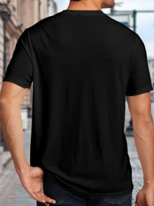 Men Abstract Shape Graphic T-Shirt Everyday Layering Tee - Black - View 2