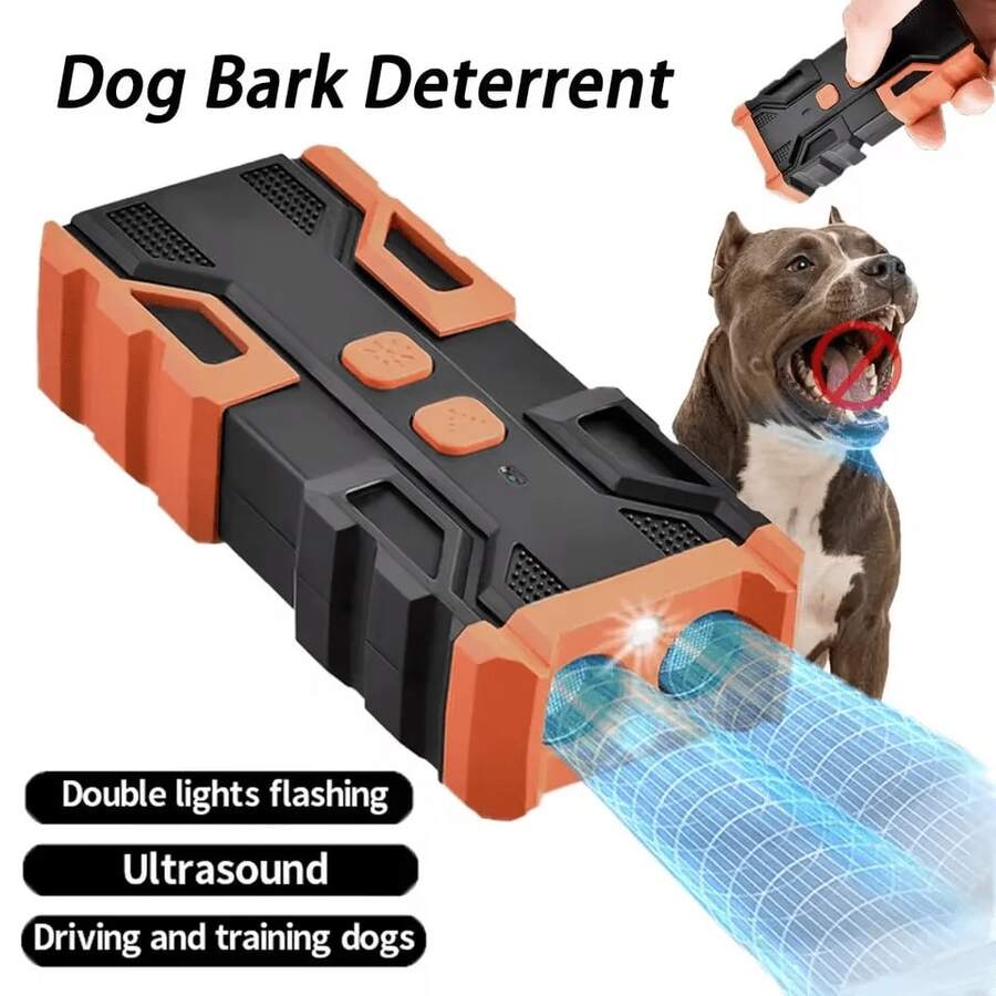 Rechargeable LED Ultrasonic Bark Deterrent, Indoor And Outdoor Behavior Correction, Dog Trainer, Ultrasonic Bark Deterrent, Handheld Dog Repellent And Trainer, Dual Light Bark Deterrent Tool, Harmless Pet Trainer - Multicolor - View 1