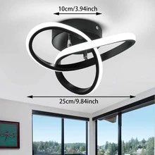 1件裝現代三葉LED吸頂燈，220-240V三色可調燈具，3000K/4500K/6000K三色溫，適用於臥室、浴室、廚房、陽台、走廊、樓梯，曲面創意設計吸頂燈 - 黑色 - 查看 6