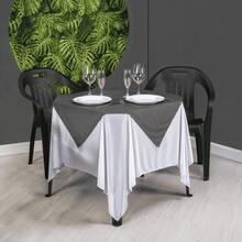 Set Of 20 White Tablecloths 1.5x1.5m + Colorful Table Runners - 深灰色 - 查看 5