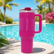 Stanley 40oz ProTour Limited Edition Dragon Fruit Magenta Tumbler, Insulated Stainless Steel Leakproof Mug With Handle Straw All-Day Cold Retention - 玫紅色 - 查看 5