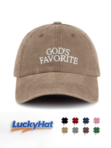 1 Pieza Gorra de Béisbol Lavada con GOD'S FAVORITE, Gorra Vintage de Papá Unisex, Gorra de Sol Estilo Y2K Streetwear para Hombres y Mujeres, Perfecta para Viajes de Verano, Uso Diario - EL FAVORITO DE DIOS - Ver 16