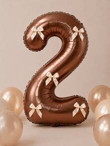 1 Set 32-Inch Coffee Color Number "0-9" Balloon Set - Includes 5 Bows, Suitable For Helium Inflation, Applicable For Birthday Party, Wedding, Anniversary, New Year, Holiday, Carnival And Other Occasions - Brown - View 17