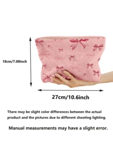[Lightweight Bow Makeup Bag] Fashion Bow Corduroy Makeup Bag - Lightweight, Zippered Makeup Bag Suitable For Travel And Toiletries, Multi-Functional Makeup Storage Bag, Unscented, Neutral Adult, Non-Waterproof Makeup Storage Bag, Makeup Storage Bag, Mini Makeup Bag, Travel Small Makeup Box Accessories, Suitable For Work, School And Shopping, Convenient For Outdoor Use, Gift For Friends And Besties - Multicolor - View 7