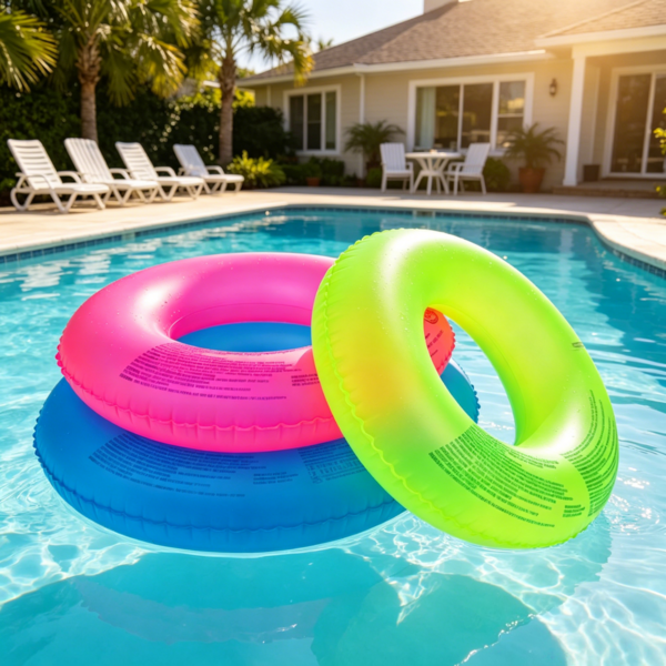 Frosted Matte Transparent Inflatable Pool Float Rings, Heavy Duty Soft PVC Swim Tubes Adults, Random Assorted Colors, Lightweight Floats For Summer Beach Pool Parties &  Vacation Photo Props